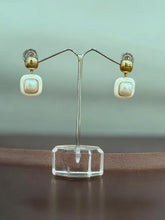 Chic Pearl & Enamel Drop Earrings – Gold & White